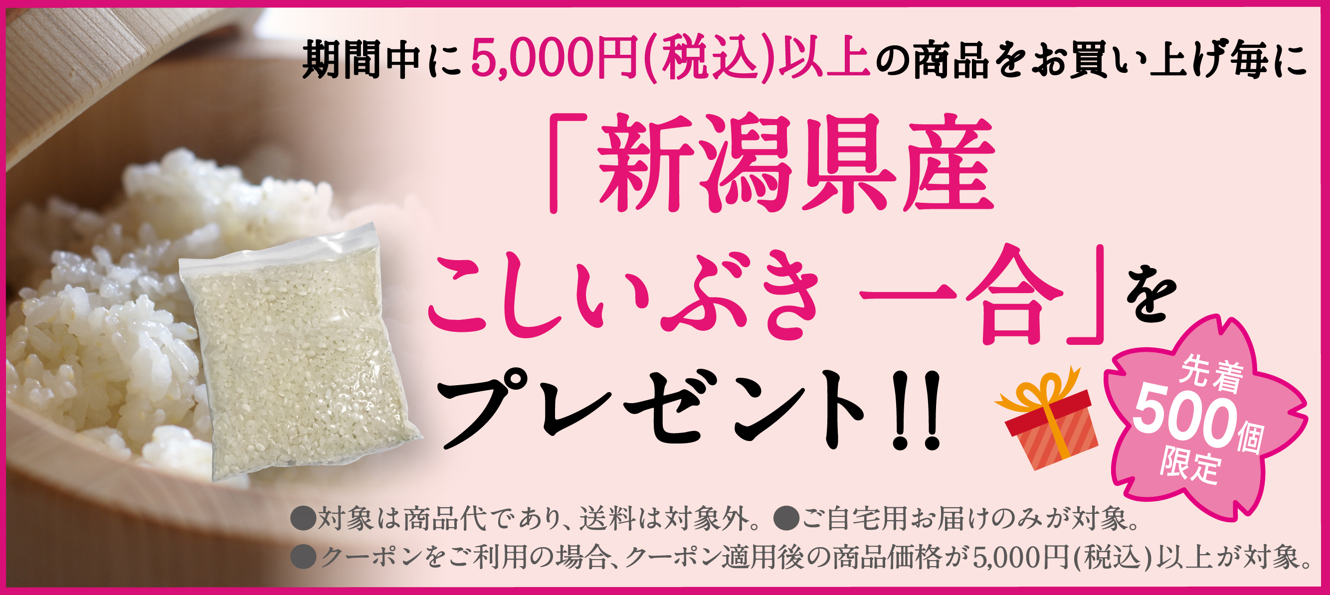 新潟県産こしいぶき一合をプレゼント